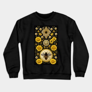 Royal Honey Bee With Flowers Crewneck Sweatshirt